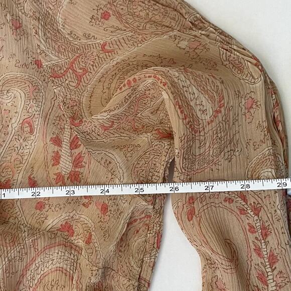 VTG Lane Bryant Sheer Silk Paisley Collared Tunic Cover Up Gauzy Ruched 26/28 - Picture 10 of 11